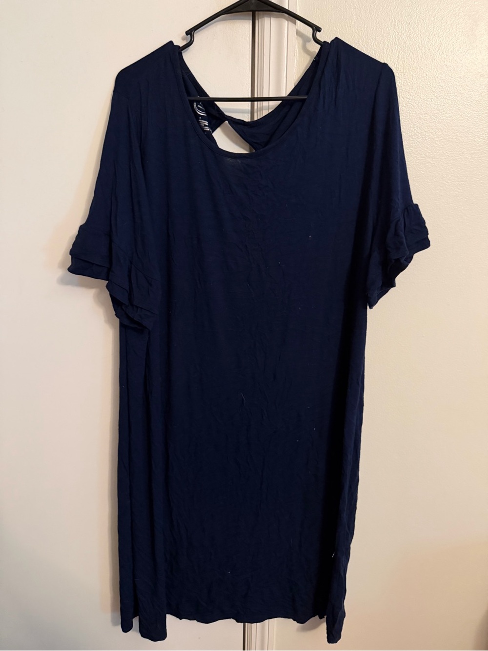 Maurices Navy Short Sleeve Cross-Back Tunic